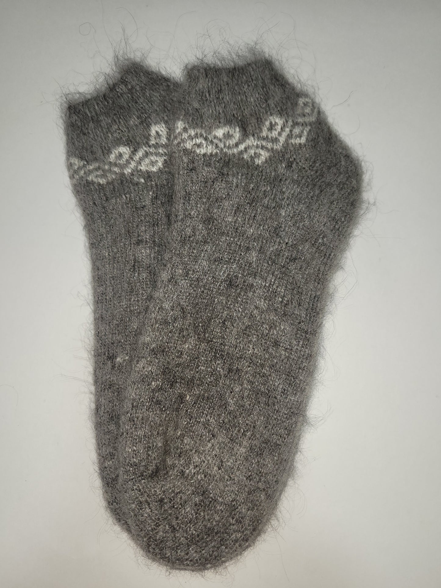 Lace Pattern Wool Footies, Grey