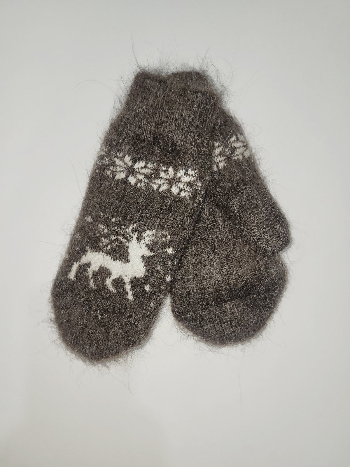 Deer Wool Mittens, Dark Grey
