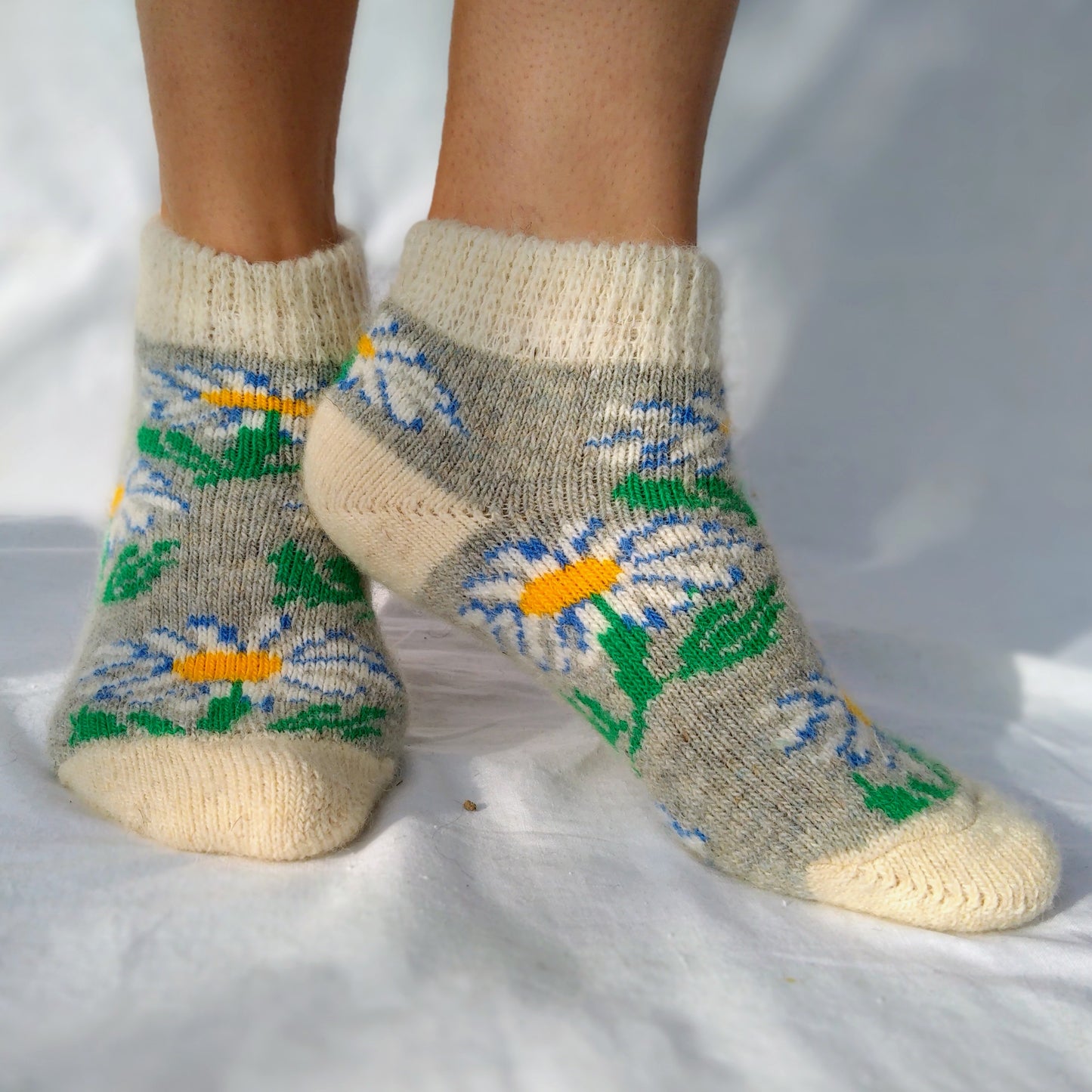 Daisy Wool Footies, Grey