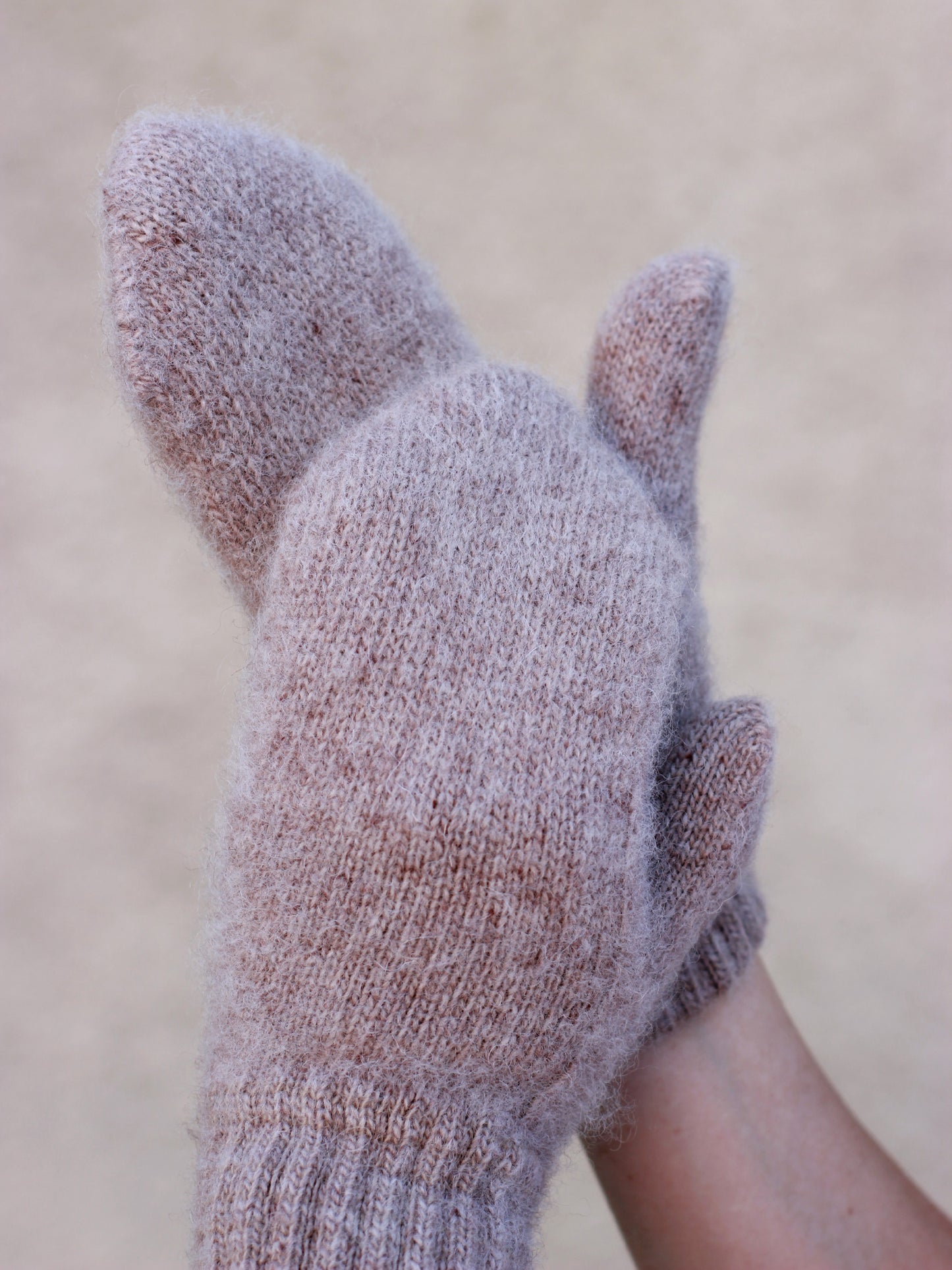 Beige Wool Mittens