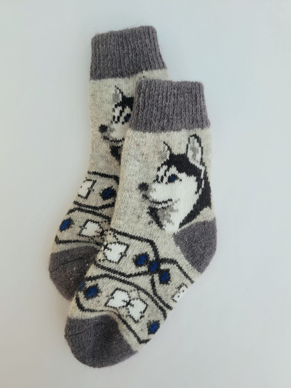 Dog Wool Teen Socks, Cream