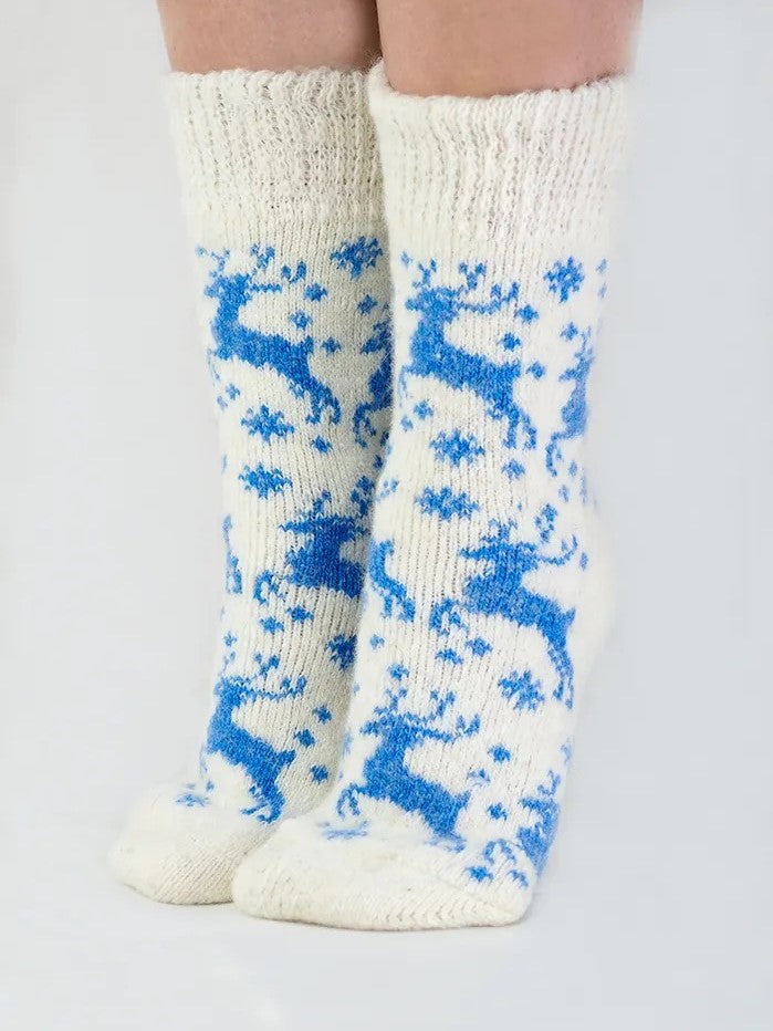 Running Deer Wool Socks, Cream