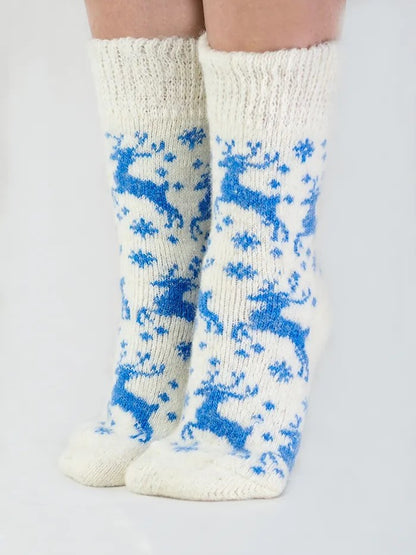 Running Deer Wool Socks, Cream
