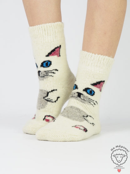 Kitten Wool Socks, White