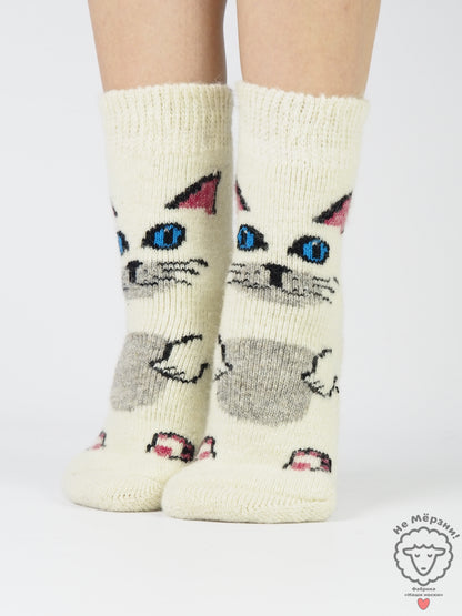Kitten Wool Socks, White