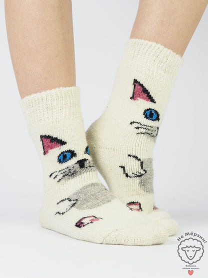 Kitten Wool Socks, White