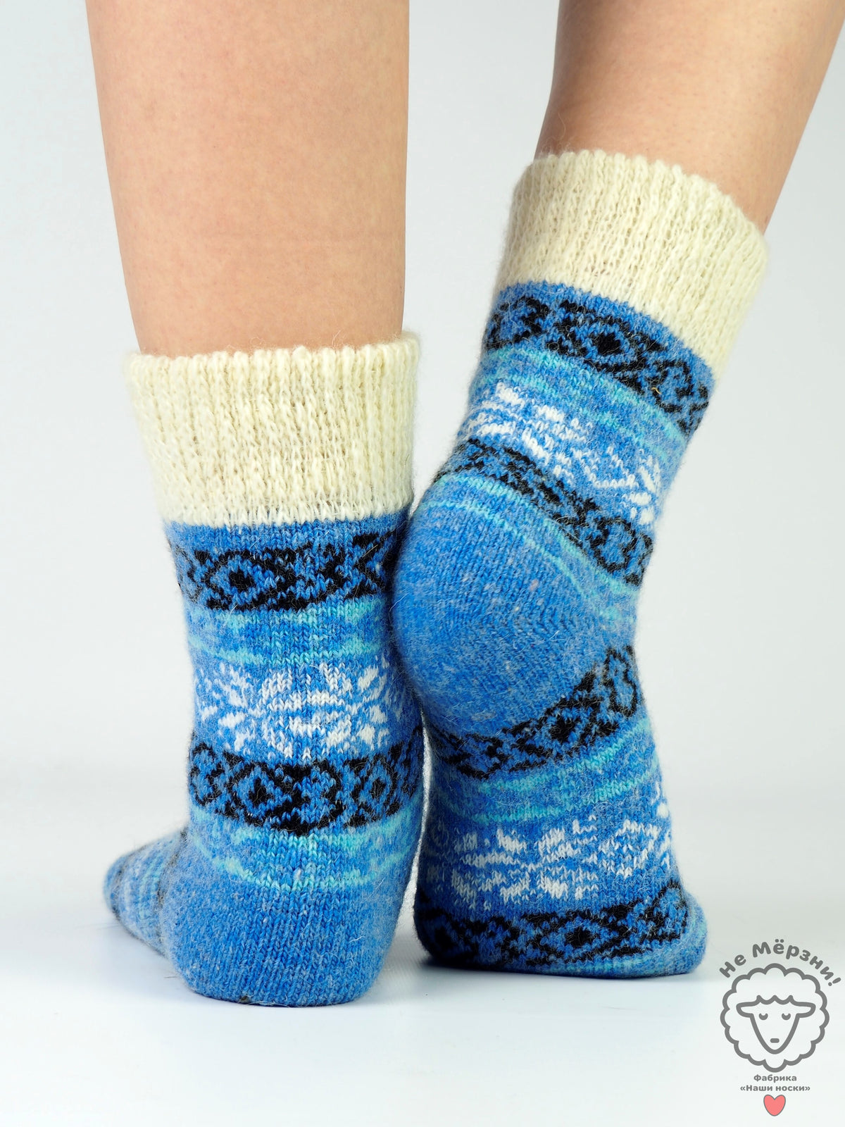 Snowflake Wool Socks, Blue
