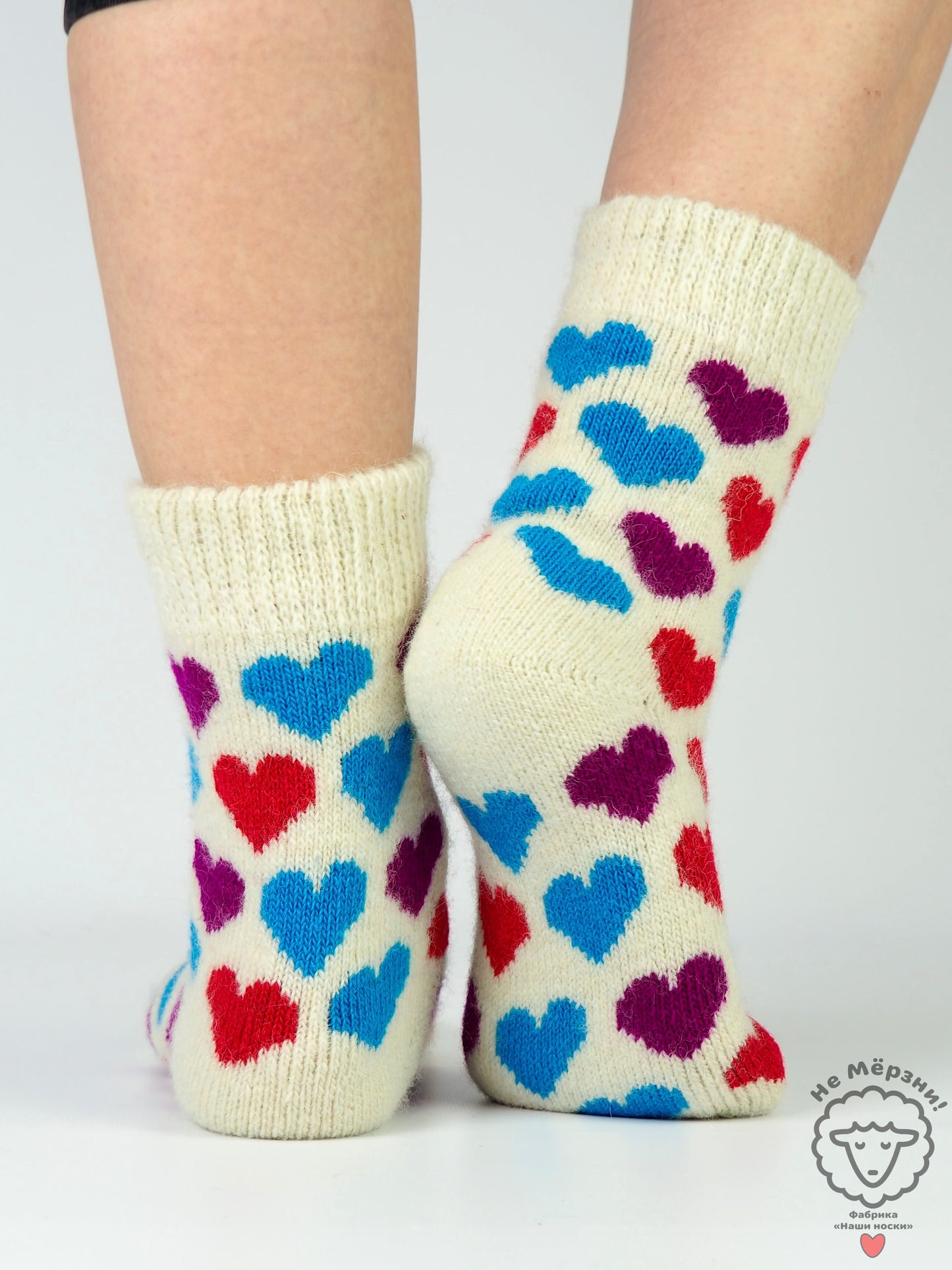 Multicolor Hearts Wool Socks