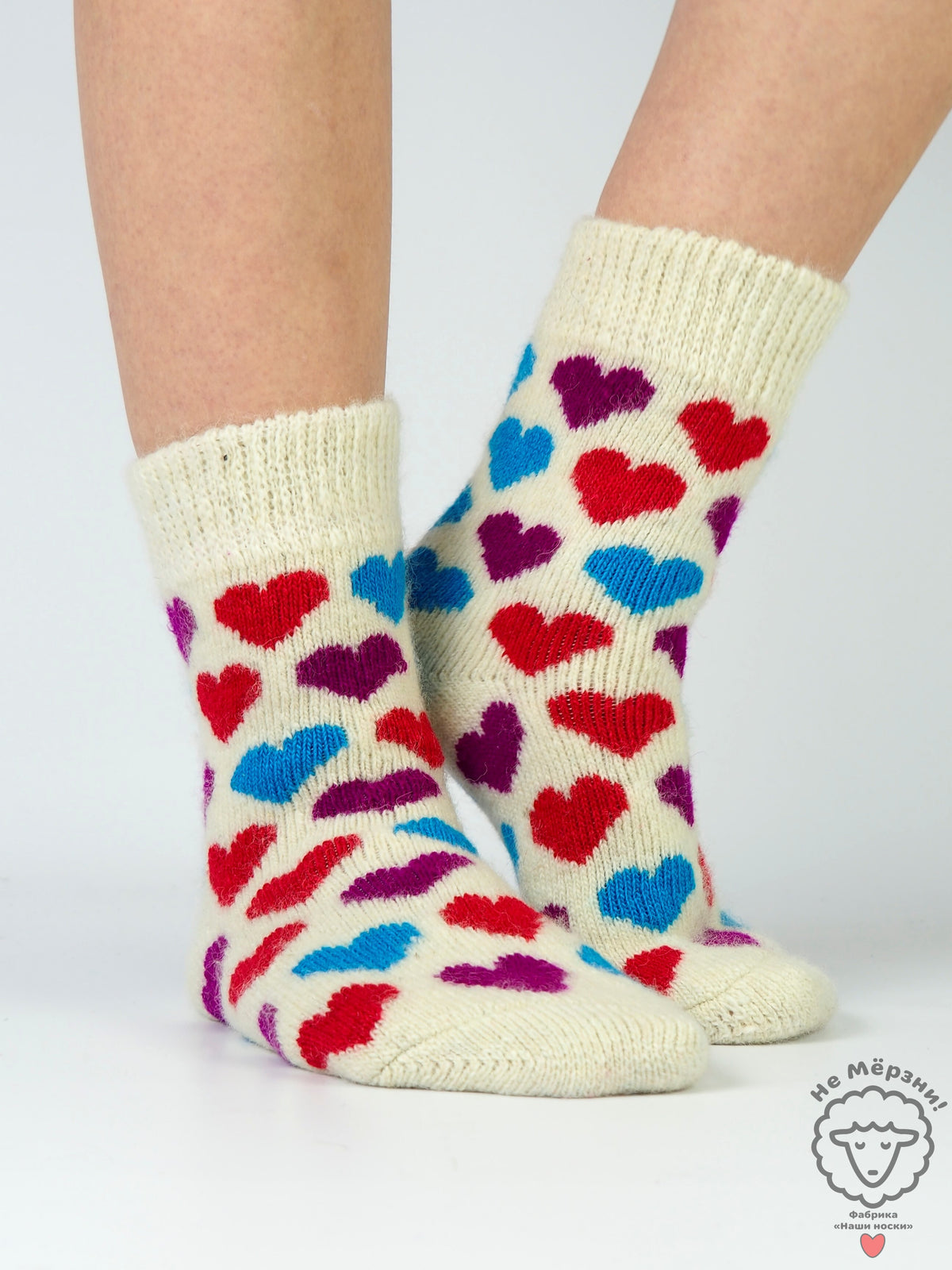 Multicolor Hearts Wool Socks