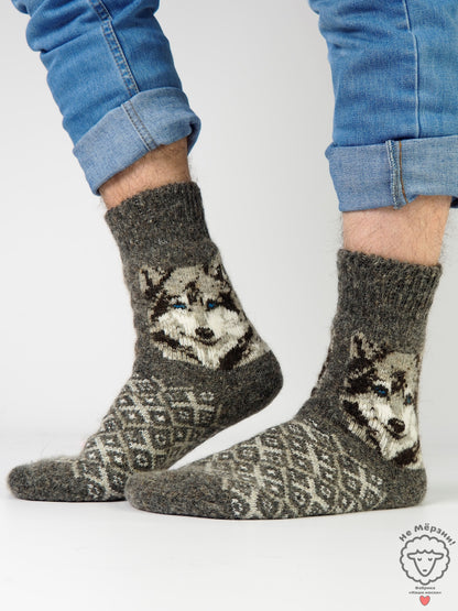 Wolf Wool Socks, Dark Grey