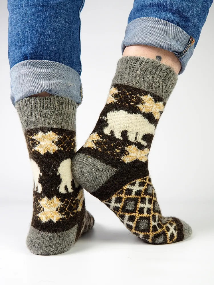 Polar Bear Wool Socks, Black