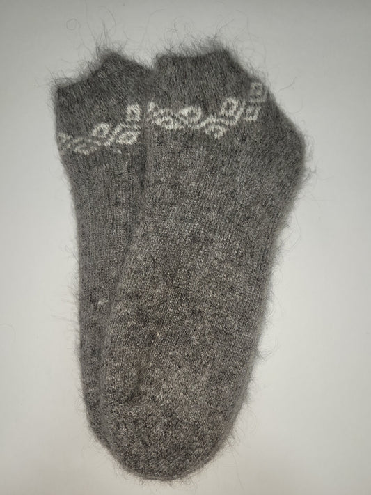 Lace Pattern Wool Footies, Grey