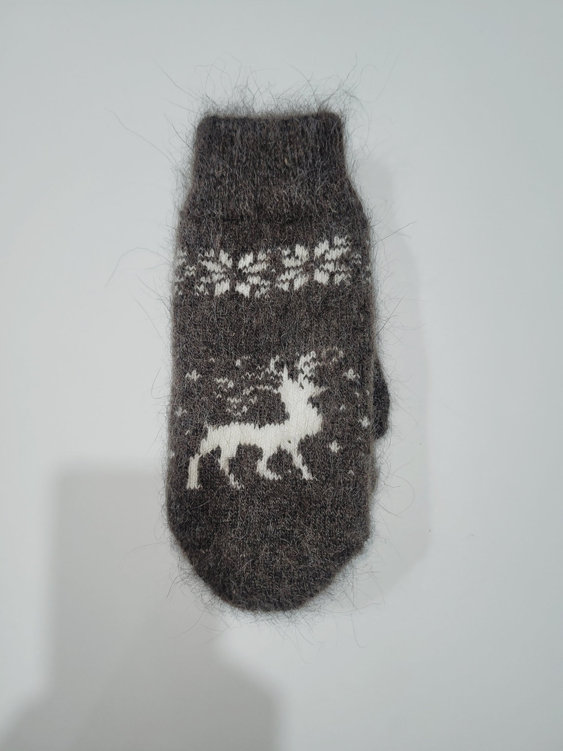 Deer Wool Mittens, Dark Grey