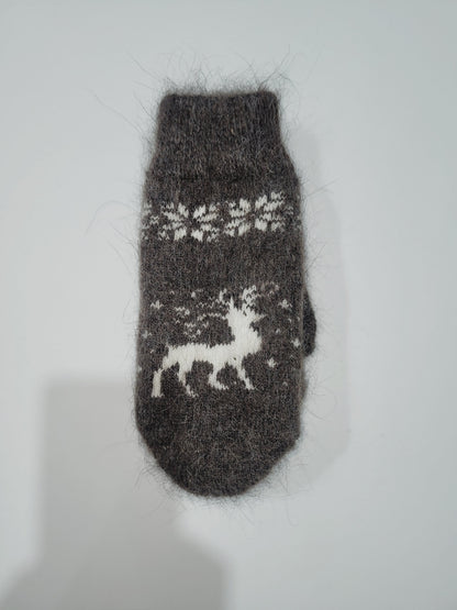 Deer Wool Mittens, Dark Grey