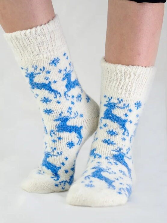 Running Deer Wool Socks, Cream