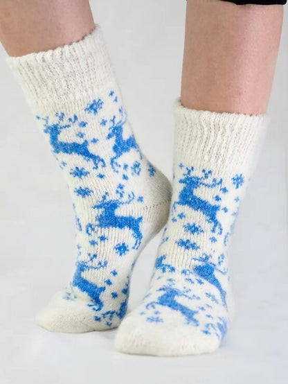 Running Deer Wool Socks, Cream