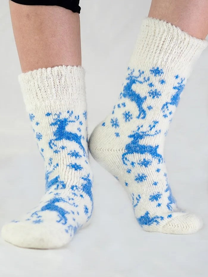 Running Deer Wool Socks, Cream