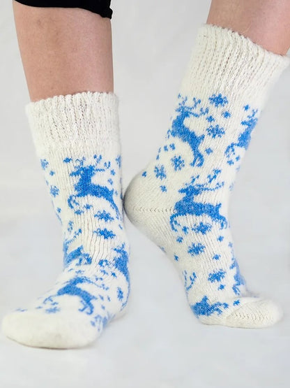 Running Deer Wool Socks, Cream