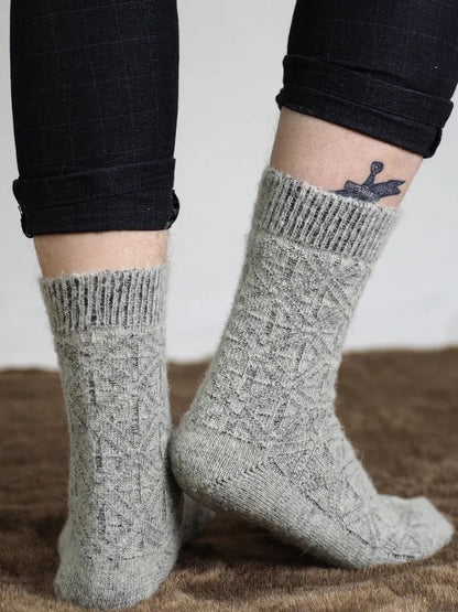 Aurora Diamond Wool Socks, Light Grey