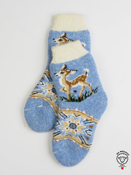 Blue Deer Wool Teen Socks
