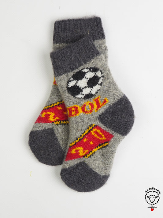 Soccer Kids' Wool Socks, Grey