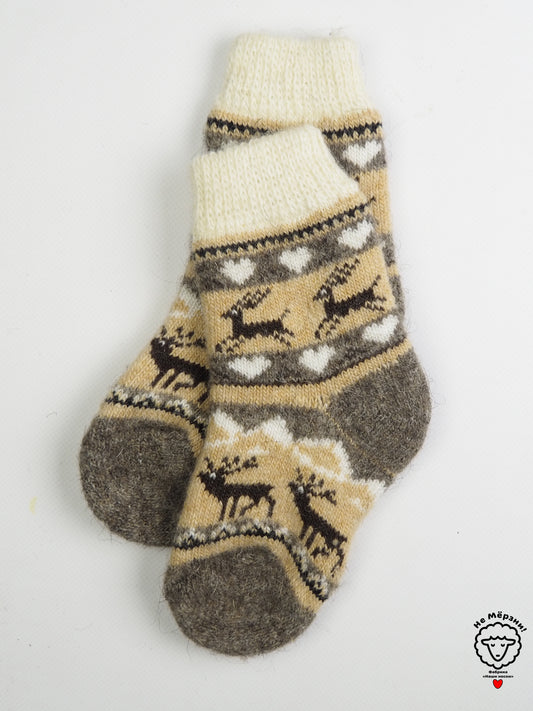 Deer & Snowflake Kids' Wool Socks