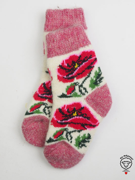 Rose Kids' Wool Socks, Pink
