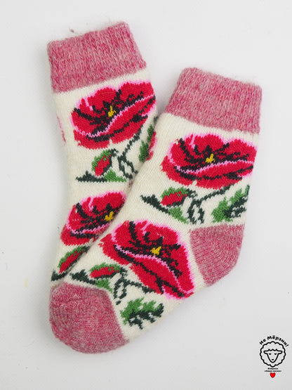 Rose Kids' Wool Socks, Pink
