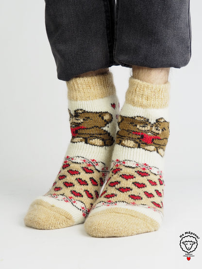 Bear Wool Socks, Beige