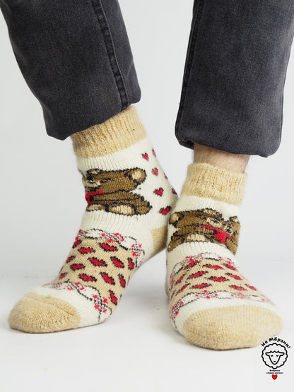 Bear Wool Socks, Beige