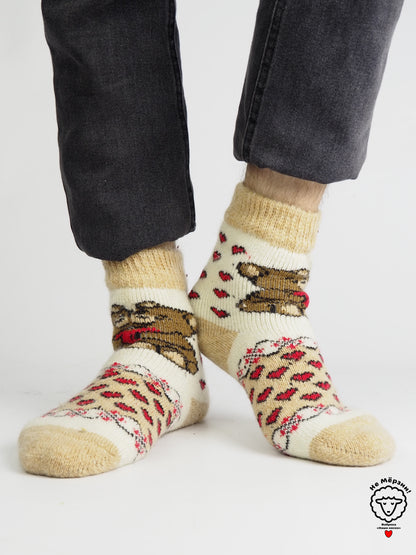 Bear Wool Socks, Beige