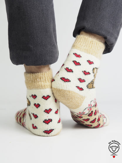 Bear Wool Socks, Beige