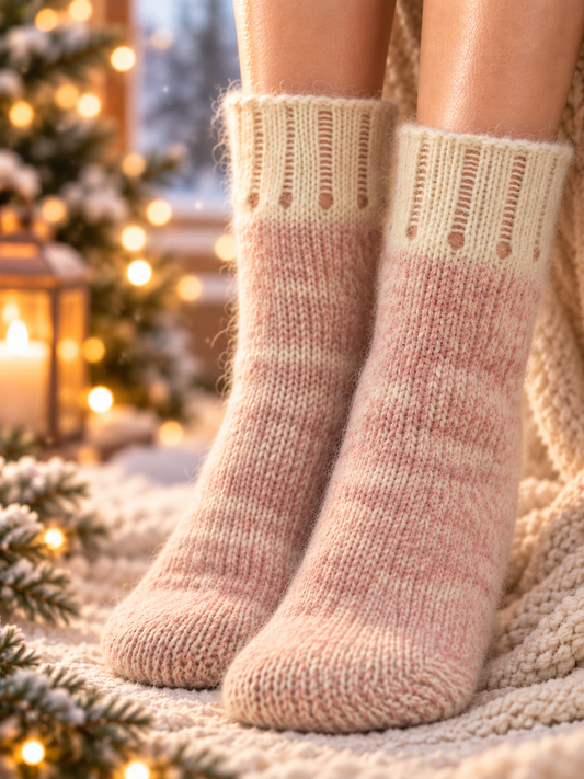 Heather Pink Wool Socks