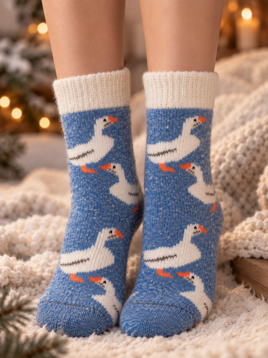 Geese Wool Socks, Blue