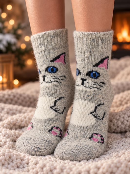 Kitten Wool Socks, Grey