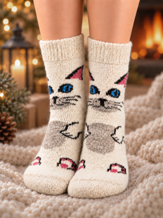 Kitten Wool Socks, White