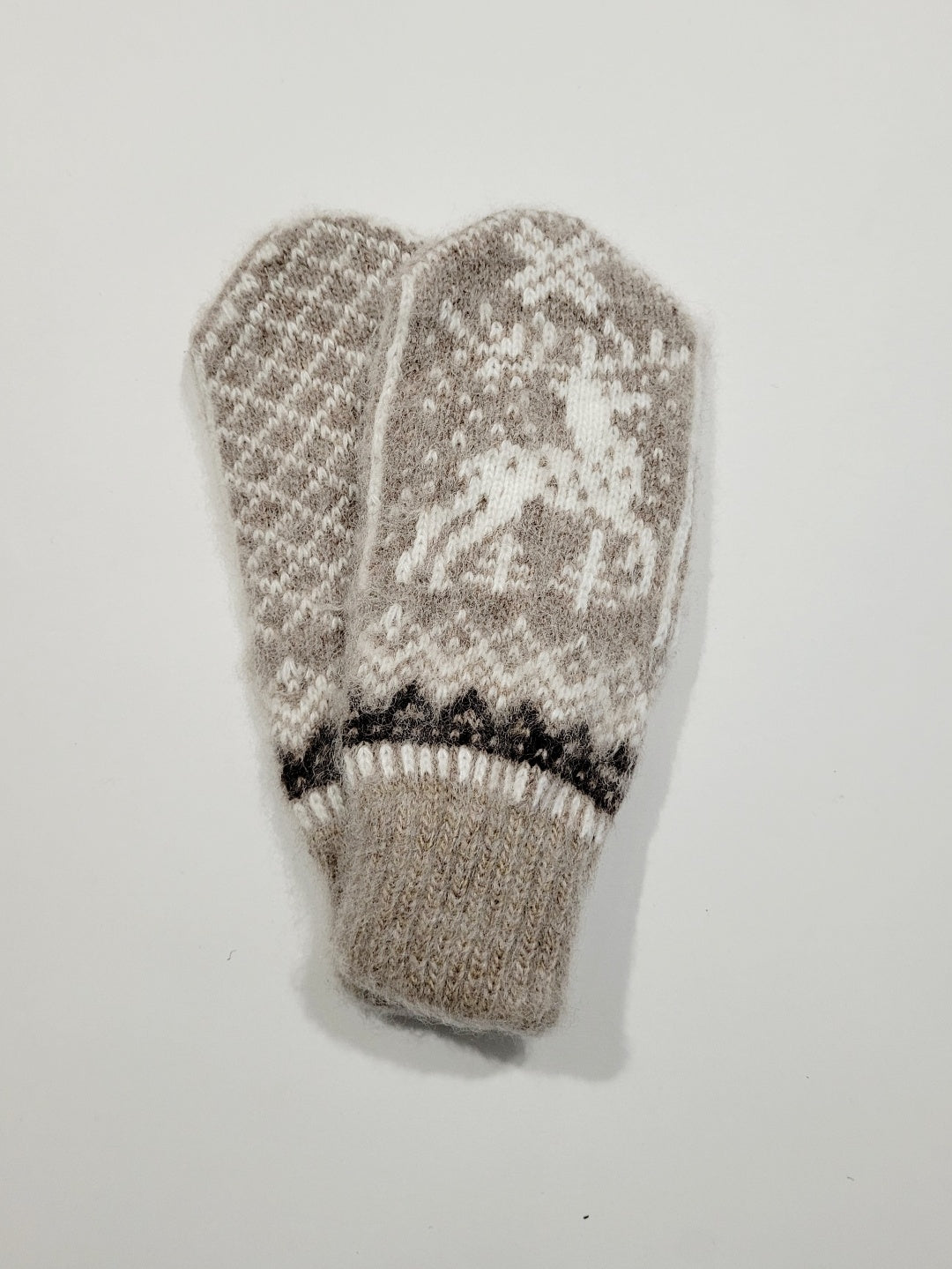 Deer Wool Mittens, Beige