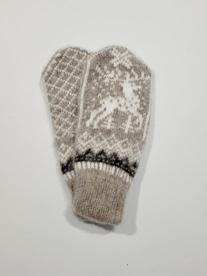 Deer Wool Mittens, Beige