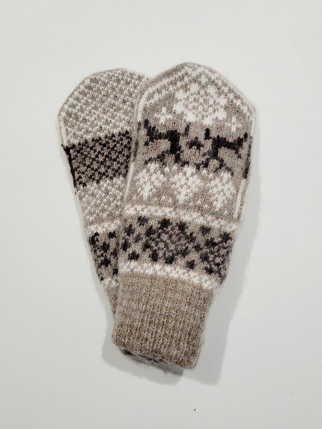 Deer Wool Mittens, Beige
