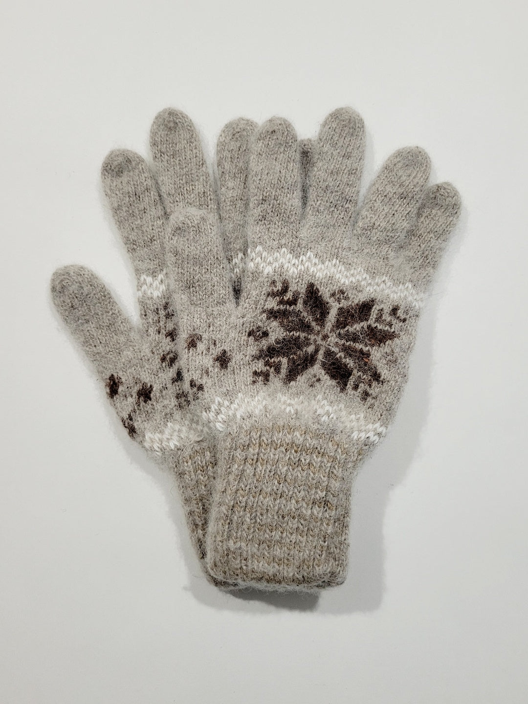 Snowflake Wool Gloves, Beige