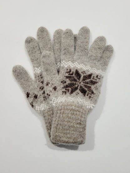 Snowflake Wool Gloves, Beige
