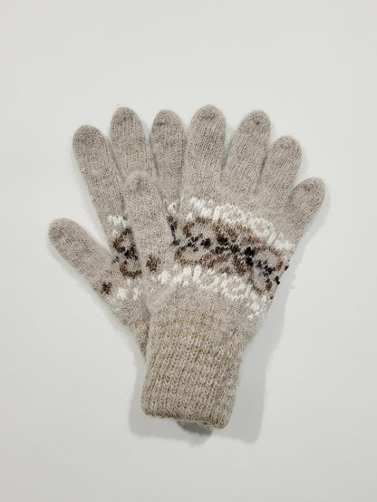 Snowflake Wool Gloves, Beige