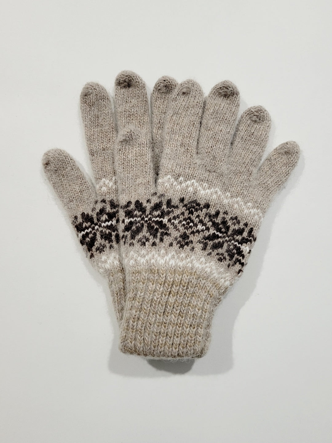 Snowflake Wool Gloves, Beige