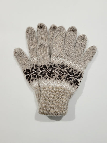 Snowflake Wool Gloves, Beige
