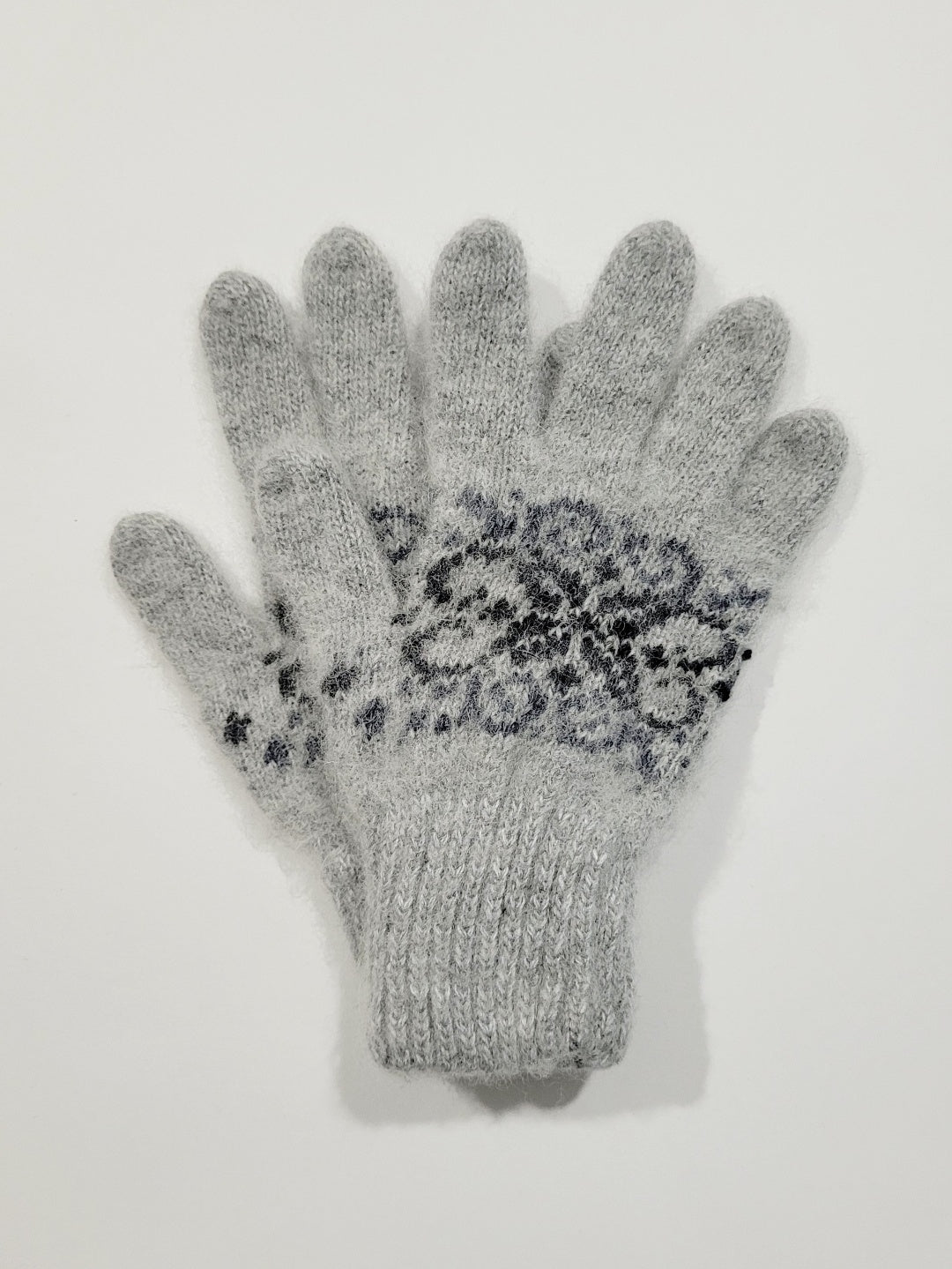Diamond Wool Gloves, Grey