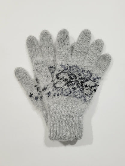 Diamond Wool Gloves, Grey