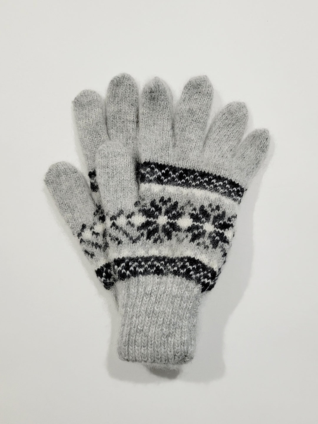 Diamond Wool Gloves, Grey