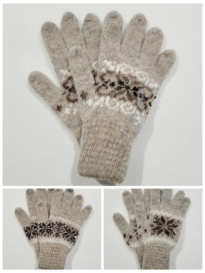 Snowflake Wool Gloves, Beige