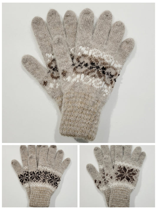 Snowflake Wool Gloves, Beige