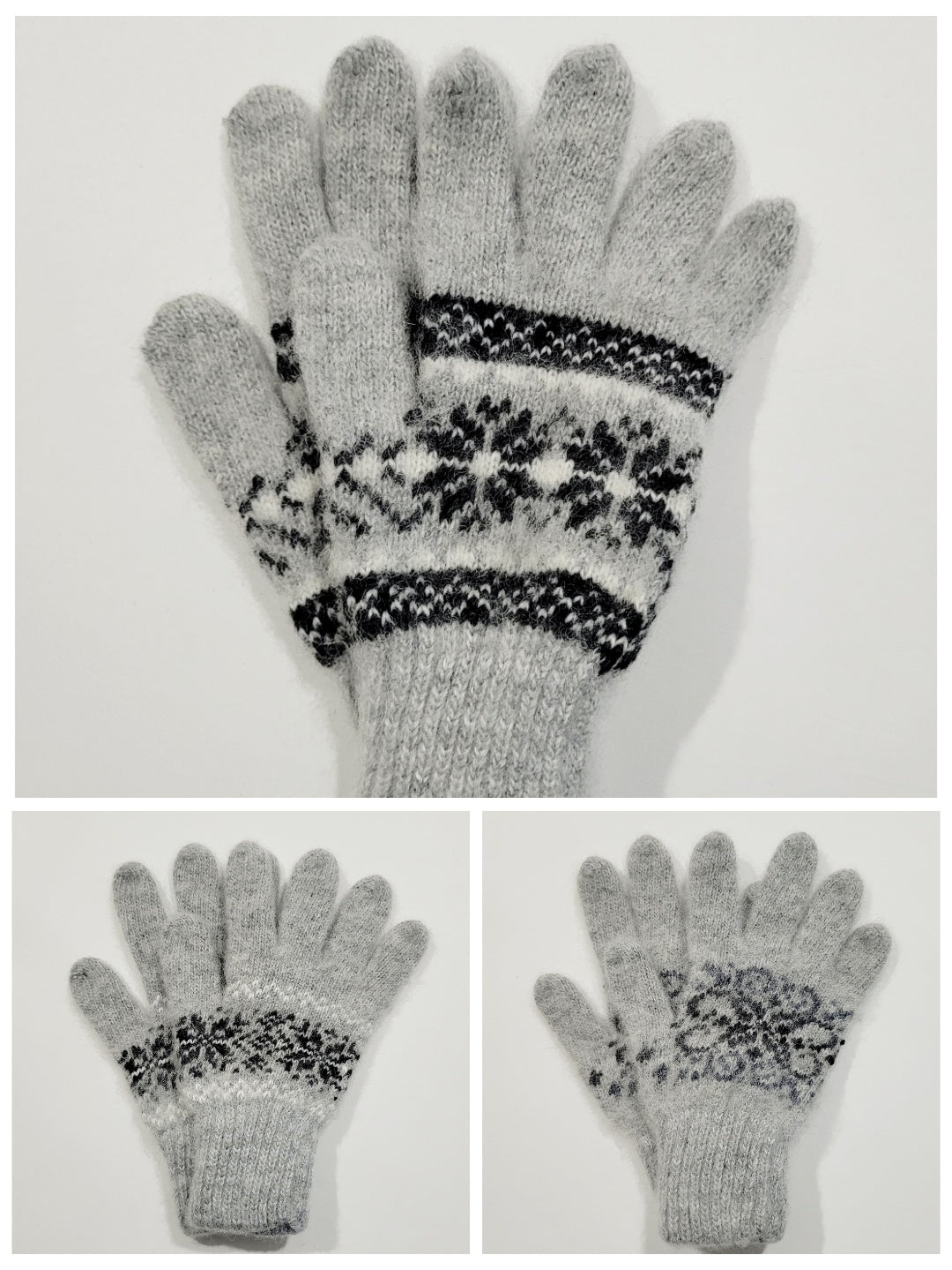 Diamond Wool Gloves, Grey